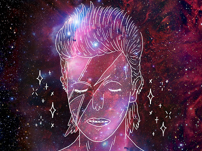 On to the next dimension. david bowie illustration stars