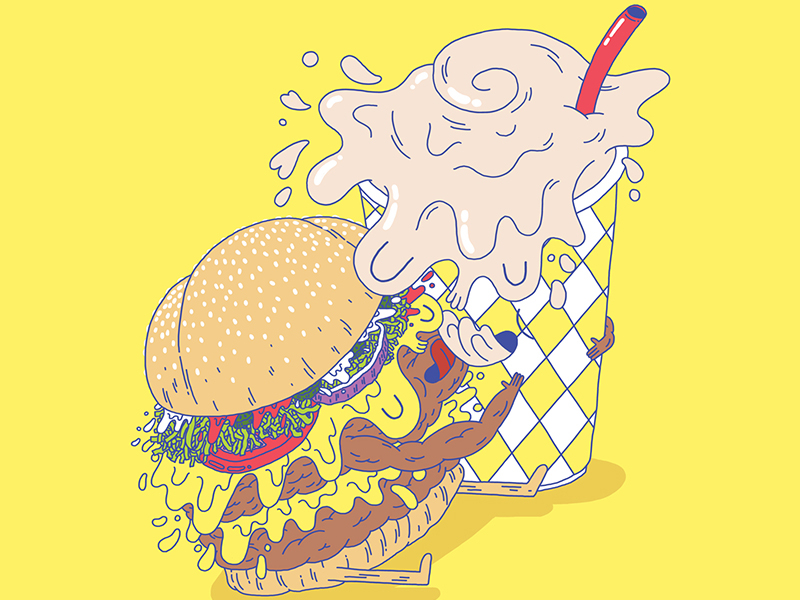 Food Porn burger fast food food porn illustration make out shake