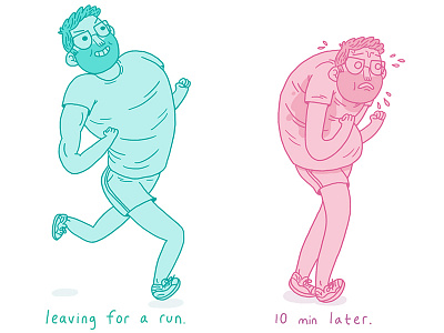 How I Run after before doodle funny illustration run runner running