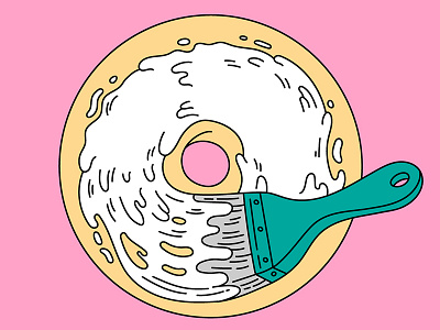 Paint Schmear bagel breakfast brush illustration paint schmear