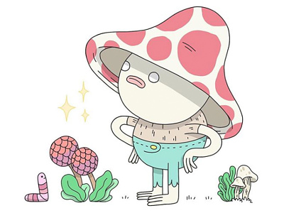Mushroom Boy art character design cute drawing illustration magic magical mushroom mushroom plants worm