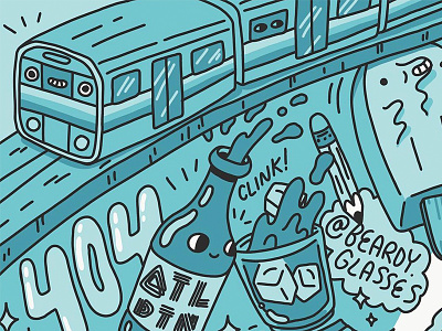 Train doodles 404 art atl atlanta blue cute doodle illustation martra subway train