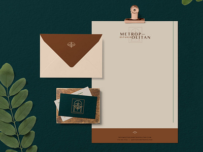 Mid-century style interior design studio brand stationary