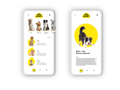 Dog Adopt APP Design adoption android app apple design dog minimal ui ux