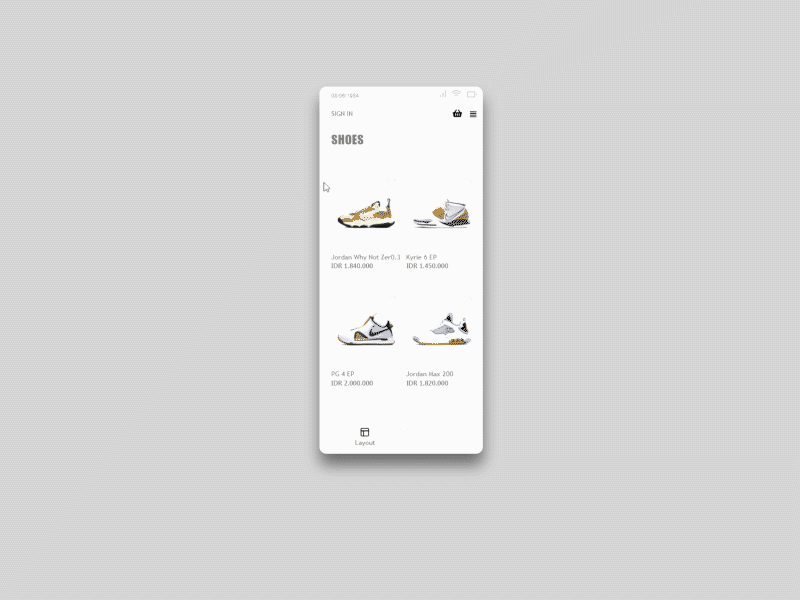 Hover Nike Shop App android app apple design illustration minimal nike shop shoping app ui ux