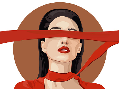 Red ribbon band close eye design design art fashion girl girl illustration hello dribble icon illustration newplayer style vector идентичность иллюстратор моды иллюстрация