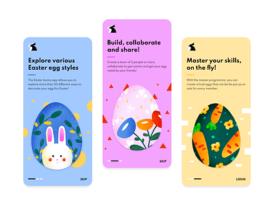 Easter Bunny - App design animation app blue easter easter bunny easter eggs elements illustration iphone minimal mobile mobile app mobile app design mobile ui motion ui uiux uxui vecrtor web