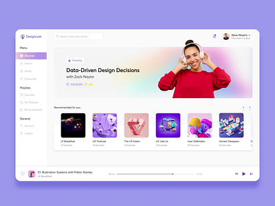 Designcast - Designer's Podcast animation dashboard design designer motion platform podcast podcast app podcast platform ui uiux uxui web design