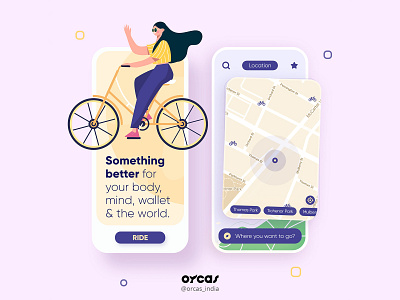 🚴 Cycling App | UI Screen app design application branding agency cycling illustration orcas india ui ui ux uidesign uiux uxdesign