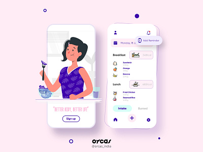 🥗 Calorie Tracker app | UI design app app design design illustration orcas india ui ui ux uidesign uiux uxdesign