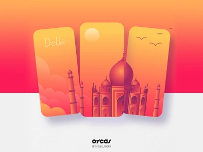 🗽Travel app | Onboarding UI UX design app app design illustration new delhi orcas india taj mahal travel app travel app ui ui ui ux uidesign uiux uxdesign