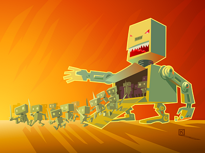 Evil Robot Attack! attack illustration robot vector