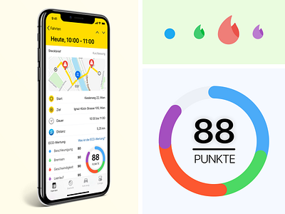 Smart Connect 👉 Trip Detail android app car car trip design graphic design icons illustration interface ios iphone list map mobile pins product design vehicle yellow