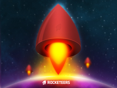Rocketeers - Liftoff! dark fire flare logo metal osom red rocket sci fi space texture violet