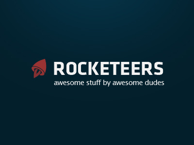 Rocketeers awesome blue identity logo red rocket