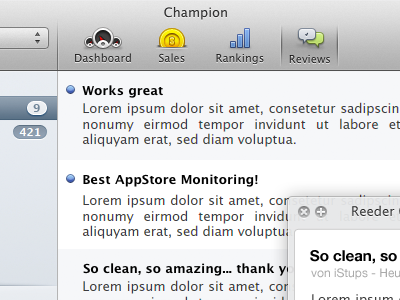 Champion: Reworked android app appstore dashboard hig icons ios ipad iphone mac monitoring ranking sale store