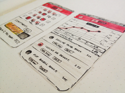 on paper... app ios iphone paper prototype red wireframe