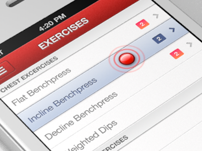 selected app exercises gym health ios iphone red selected texture