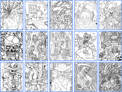 Horror Scary theme Coloring Page Design coloring page horror scary