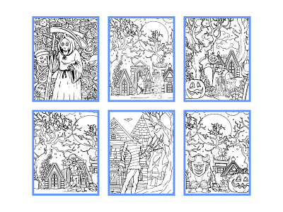 Horror Scary Theme Coloring Page book coloring page horror page scary