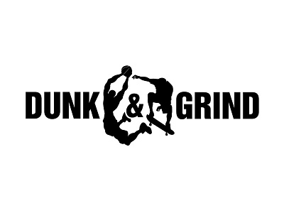 Dunk and Grind basketball black branding logo silhouette simple skateboard skating street