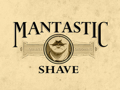 Mantastic Shave barber branding classic grunge logo mustache old sepia shave typography