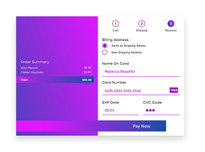 Daily UI 002 - Credit Card Checkout 100daysofui checkout form daily 100 challenge daily ui dailyui design payment form payment method ui userexperience web