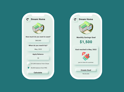 Daily UI 004 - Home Savings Calculator 100daysofui branding budget budget app calculator challenge dailyui design dream home finance finance app fintech fintech app mobile ui neumorphic neumorphism skeumorphic ui ux