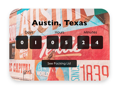 Daily UI 014 - Vacation Timer 100daysofui austin countdown countdown timer countdowntimer daily 014 daily 100 challenge daily ui daily ui 014 daily ui 14 daily ui challenge dailyui design texas ui uiux userexperience ux vacation vacation timer