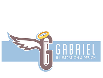 Gabriel Logo angel branding clean design digital graphics halo illustraion illustrator logo design logomark pencil typography vector wings