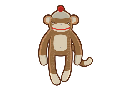 Sock Monkey animal illustration cartoon character clean cute digital illustration fun highlights illustration monkey sock monkey whimsical