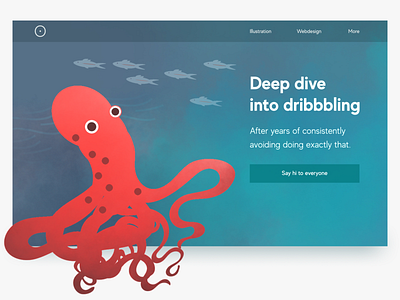 Deep dive into dribbbling dive flat illustration octopus ui vibrant web