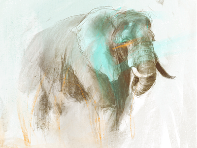 Elephant animal digital art digital painting drawing elephant expressive fine art illustration