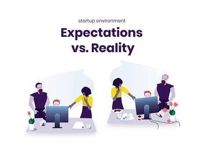 Expectations vs. Reality business character expectation vs reality expectations flat illustration office startup ui web