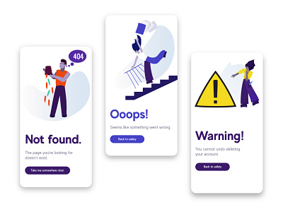 Alerts illustrations 404 alerts character flat illustration mobile mobile ui ooops ui warning web