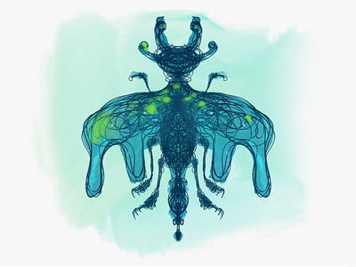 Turquoise insect colours digital drawing digital painting digitalart fantasy illustration illustrator imagination insect procreate surreal symmetry turquoise vibrant
