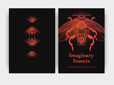Imaginary Insects Book animals available for hire book book cover fantasyart illustration imagination insect nature print design procreate red red and black symmetry