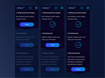 Bitwyre account set-up on mobile account bitwyre blockchain crypto cryptocurrency exchange dark ui gradient button mobile mobile ui process setup success ui ux ui web