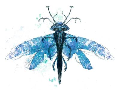 Blue surreal insect