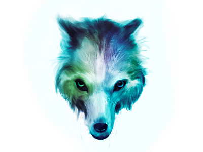 Ice wolf animal bristles digital painting digitalart eyes fantasy freelance illustrator fur illustration look nature symmetry wolf
