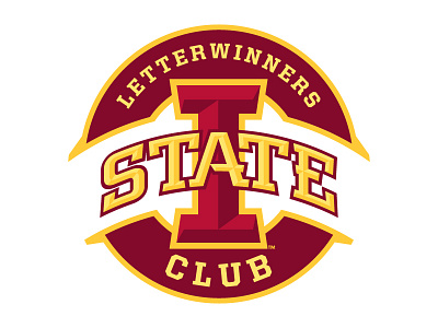 Iowa State Letterwinners Club badge gold iowa state isu red