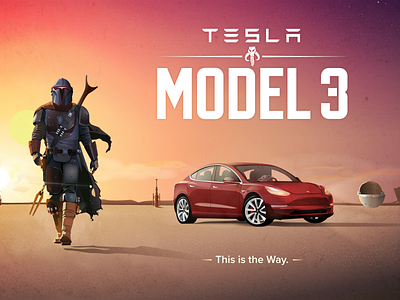 Mandalorian & Tesla Poster design illustration poster vector