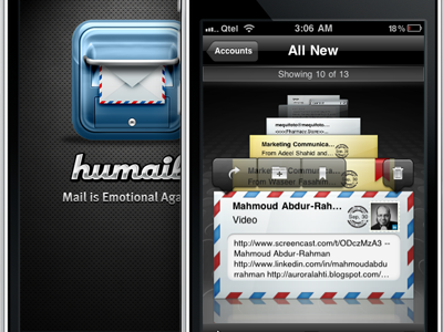 Humail alternative email client for iPhone app email iphone ui