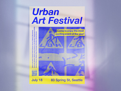 Urban Art Festival Grunge Poster art blue concept contrast dualtone festival grunge grungy mockups photoshop poster design posters texture typography yellow