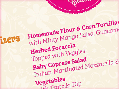 Mother's Day Appetizers 2012 adelle appetizers menu mother mothers day pink script tan