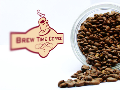 Brew Time Coffee Logo beans brew coffee logo