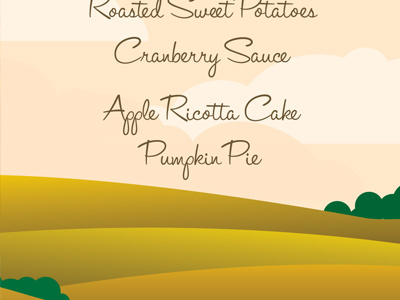 Black Friday Menu black friday clouds cranberry fields illustration menu pie pumpkin refreshment stand tan
