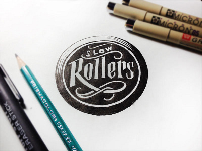 Slow Rollers badge band engrave logo slow rollers type vintage