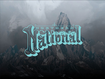 Northern National Upgradde back drop hand drawn mountains typography vintage