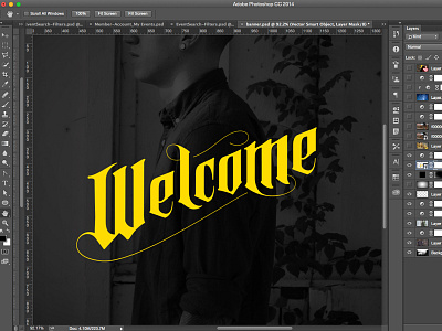 Welcome Splash Page Web Mockup calligraphy dark gothic lettering personal portfolio splash screen type typography yellow